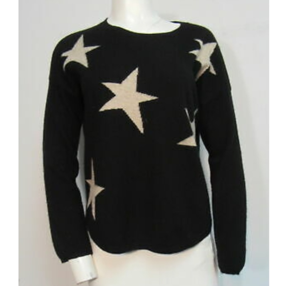 Wyse London maddy large star slouchy black gold cashmere sweater sz 1/small
